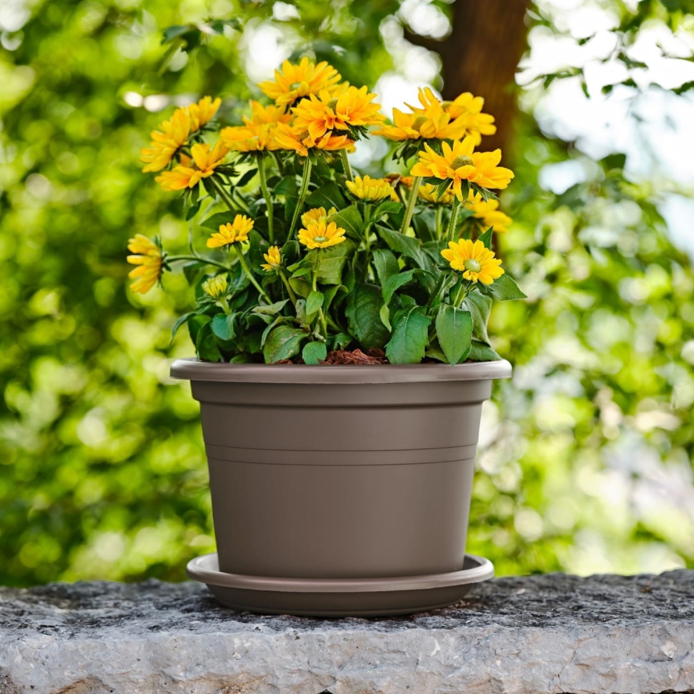 Вазон пластик BASIC ROUND 50 см круглий сіро-коричневий 41 л TeraPlast (33001050406)