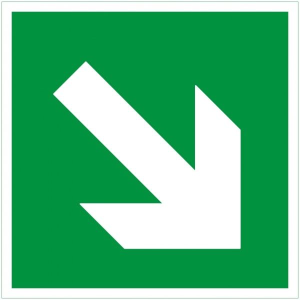 Наклейка Напрямна стрілка під кутом 45° для евакуації 150х150 мм