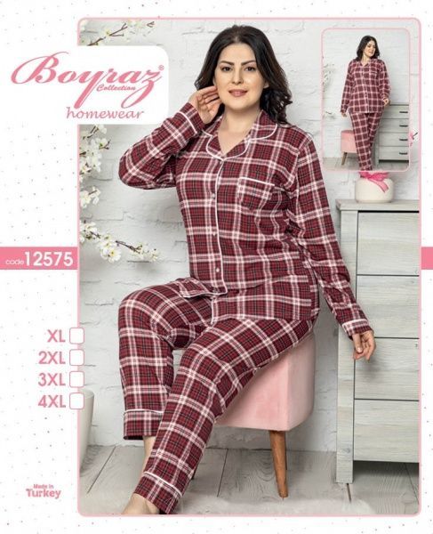 Піжама жіноча Бойраш клітинка р. 4XL бордовий 12575 