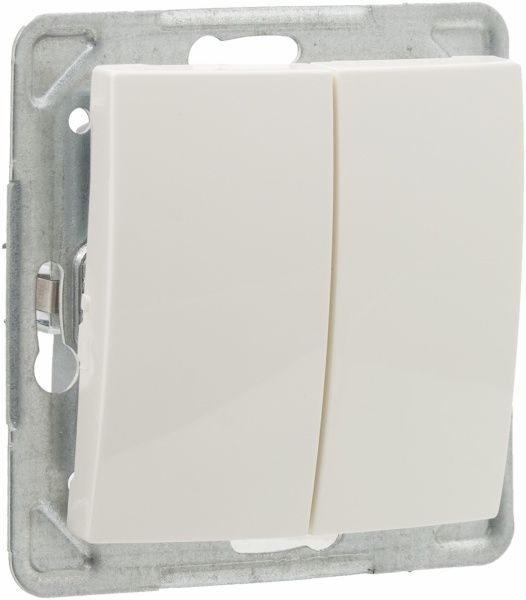 Вимикач прохідний двоклавішний Ospel Impresja без підсвітки 16 А 250В IP20 кремовий LP-10Y/m/27