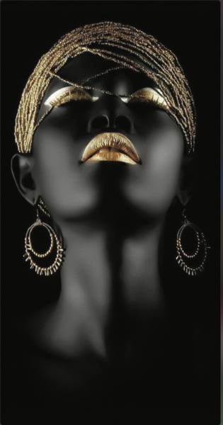 Репродукция Золотое лицо 50х100 50x100 см Арт Фемелі 