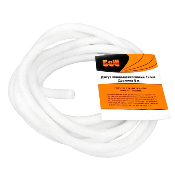 Джгут в паз круглий ППЕ Rolli 12 мм 5 м 5 м білий 