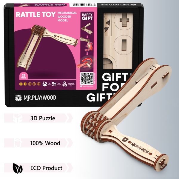 Дерев'яний 3D-конструктор Mr.Playwood Тріскачка механічна 10502