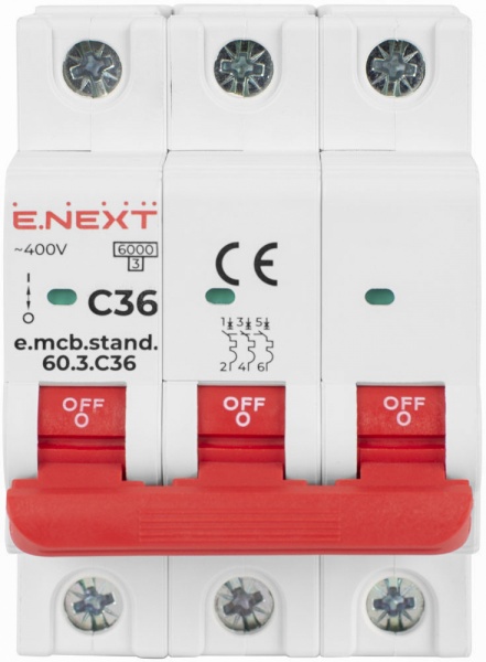 Автоматический выключатель E.NEXT e.mcb.stand.60.3.C63, 3р, 63А, C, 6кА s002137