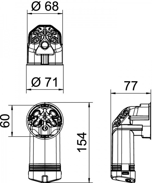 Коробка установочная OBO Bettermann тип HE 74-L с дополнительным пространством для гипсокартонных стен полипропилен 2003828 