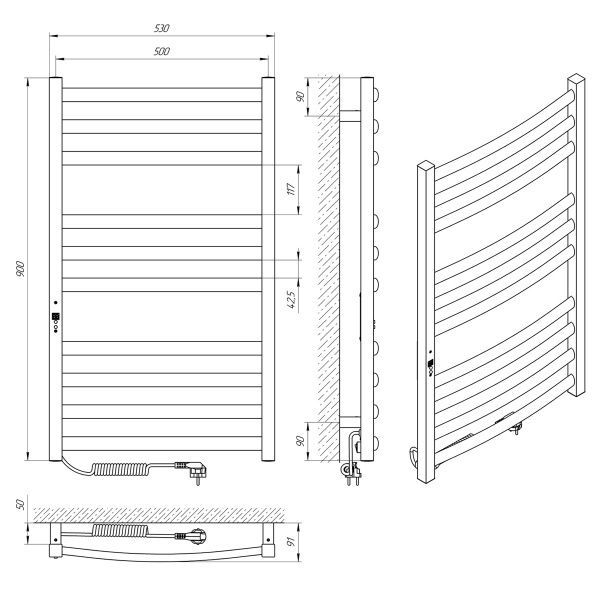 Рушникосушарка електрична Laris Гранд П10 500х900 Ліве підключення 73207364