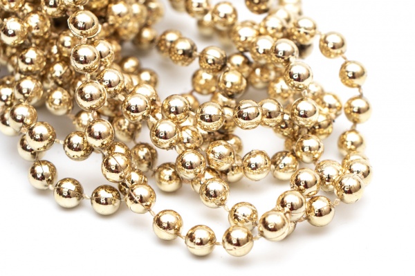 Бусы для елки Девилон 250560 6мм 6 м шампань