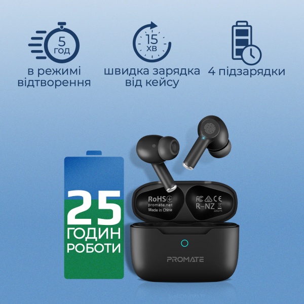 Навушники Promate ProPods black (propods.black) 