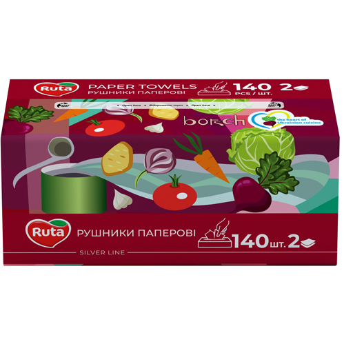 Бумажные полотенца Ruta двухслойная 140 шт.