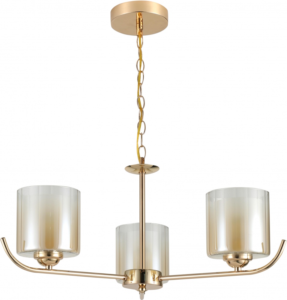 Люстра подвесная Sensio Australis 3x40 Вт E27 золото/амбер ALG-07490/3