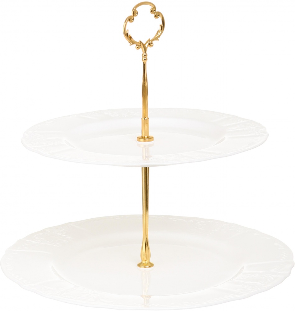 Фруктовниця двоярусна Fiora Blanc 22х2/27х2 см порцеляна