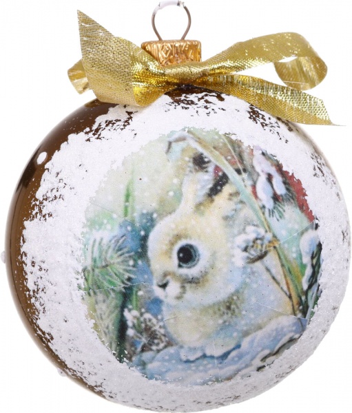 Шар новогодний Символ года-декупаж d 80 мм в ассортименте