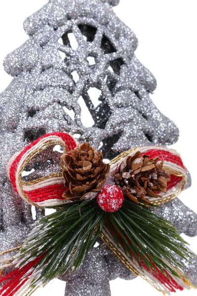 Декоративная подвеска Елка с декором 20 см HFF202S серебряный