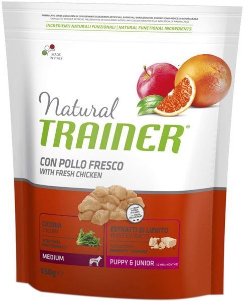 Корм Trainer Natural Puppy Junior Medium курица 650 г