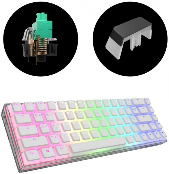 Клавиатура игровая Dark Project КD68B Pro Transparent PBT Pudding g3ms Mechanical Sapphire ENG/UA (DP-KD-68B-907700-GMT) transparent 