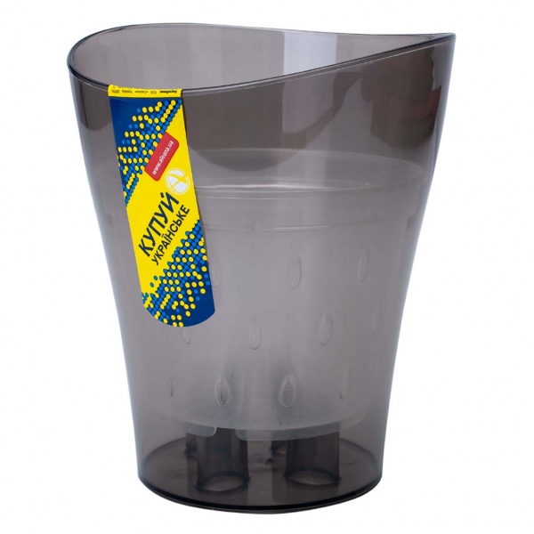 Горщик для орхідей Алеана Ніка для орхідей 16х19 см з вазоном дренажним круглий коричневий із прозорим 