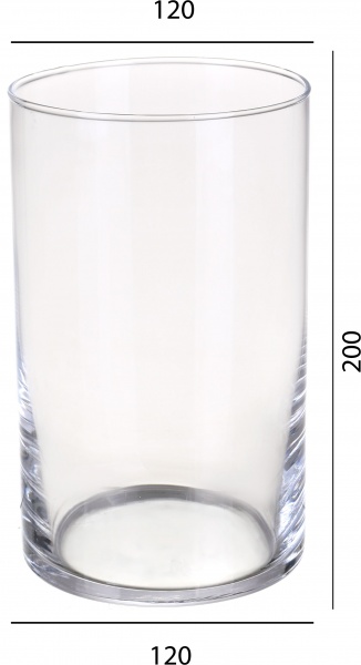 Ваза скляна прозора циліндр H200D120 20 см 
