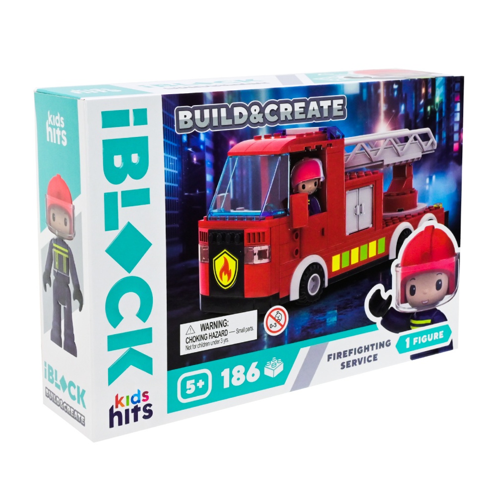 Игрушка-конструктор Shantou Kids hits IBLOCK JUNIOR Пожарная мажина 186 дет. KH17/001/3