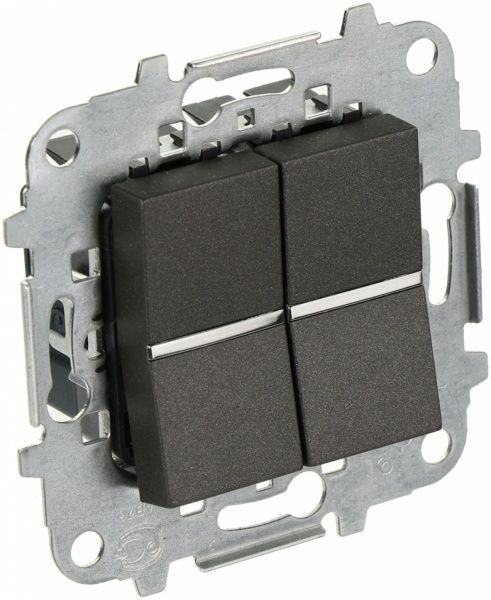 Выключатель проходной двухклавишный ABB Zenit без подсветки 10 А 230В IP20 антрацит N2242 AN Z