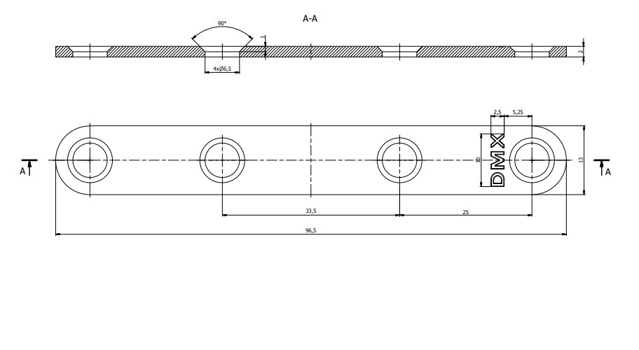 Пластина перфорированная узкая Domax FLW 60 96,5х13х2 мм