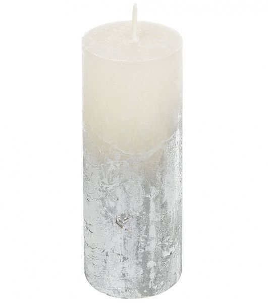 Свічка Циліндр C07*20/1-1.1-9.1 омбре біла в сріблі Candy Light