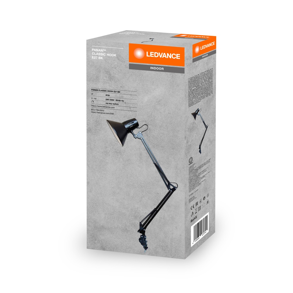 Настільна лампа Ledvance 1xE27 чорний PANAN CLASSIC HOOK B