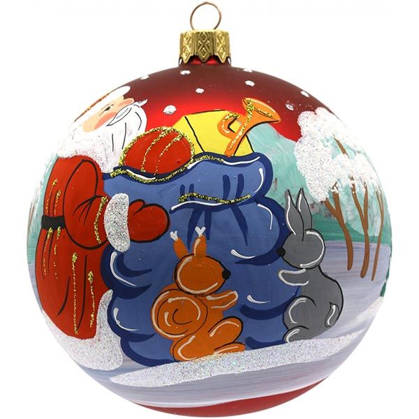 Куля скляна d100 4062 Дід Мороз червоний