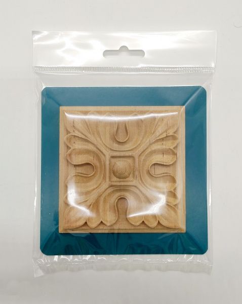 Декоративная панель деревянная розетка 1 шт, RZ.03.90, 90х90x10 мм 