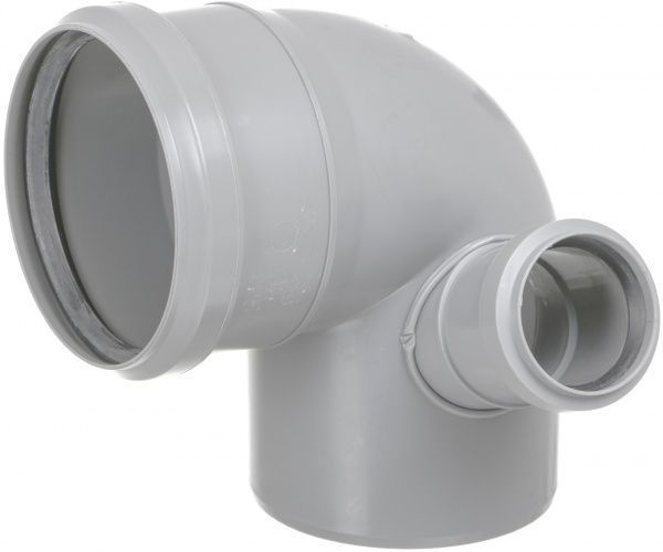 Колено Valsir с боковым отводом левое d100 / 50 87 °/ 67 °