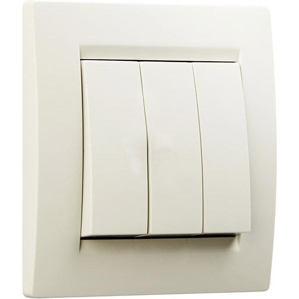 Выключатель трехклавишный UP! (Underprice) One без подсветки 220В крем 706-0303-109