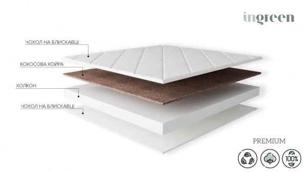 Матрас Кокос-холкон InGreen 60х80х7 см белый 202004 
