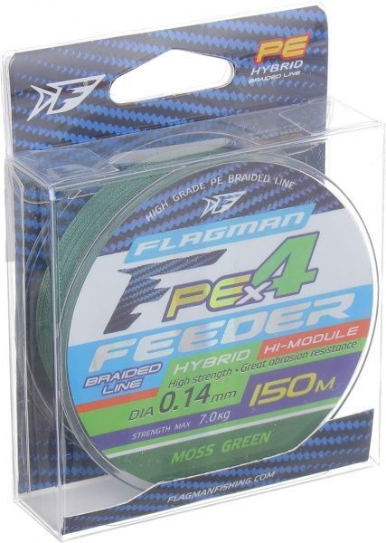 Шнур Flagman Pe Hybrid F4 Feeder Mossgreen 150м 0,14мм 7кг