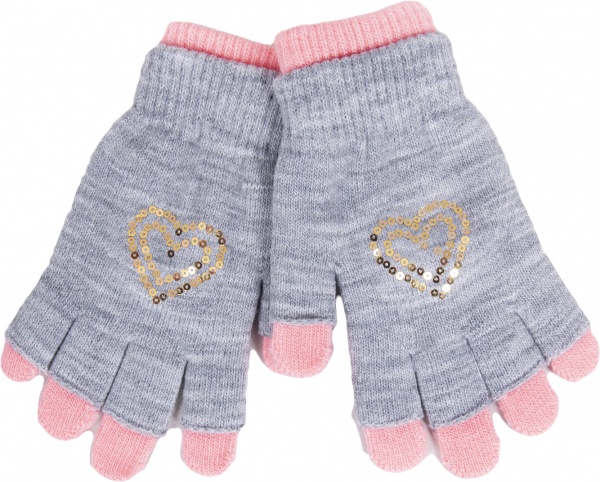 Варежки YO! р.16 розово-серый 