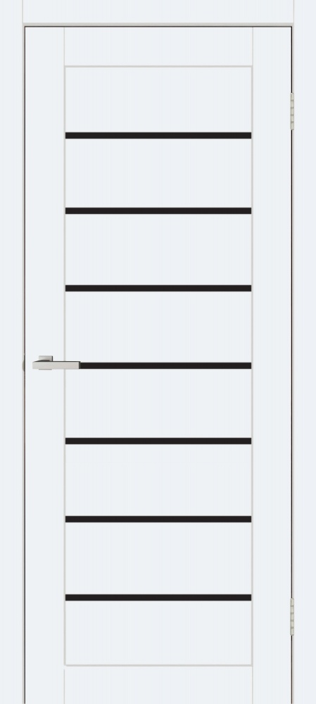 Дверне полотно ОМіС Lego 10 ВG (з фрезеруванням п/з 96/85) ПО чорне скло 700 мм білий емалекс