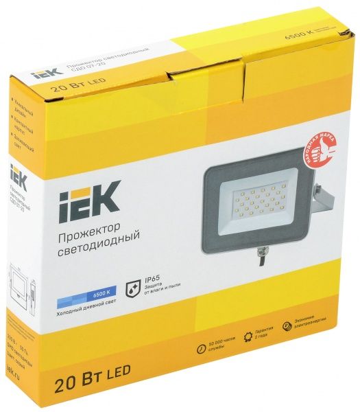 Прожектор IEK СДО 07-20 6500 K LED 20 Вт IP65 серый 