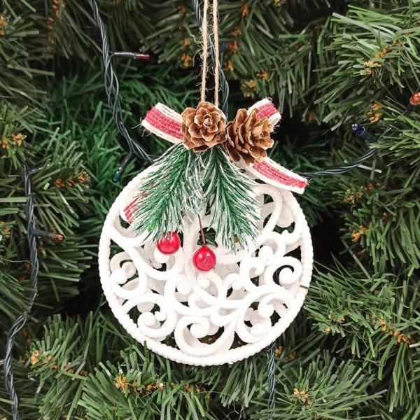 Декоративная подвеска Медальон 12 см белый