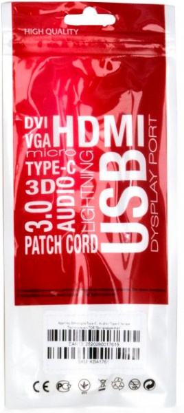 Кабель EXTRADIGITAL USB Type C — 3.5 мм / USB Type C Famale чорний із червоним (KBA1761) 