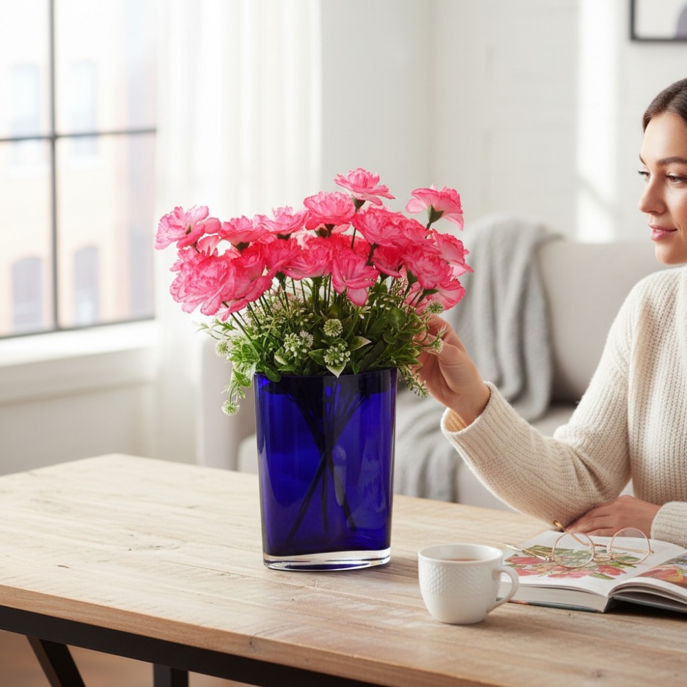 Ваза скляна Wrzesniak Glassworks Curve 19,5 см синя 17-818B