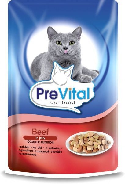 Корм PreVital с говядиной в желе 100 г