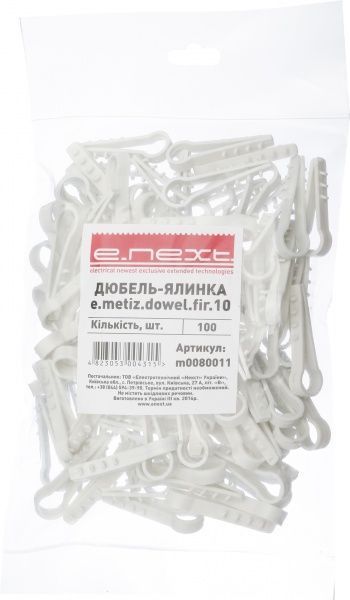 Дюбель быстрого монтажа для кабеля E.NEXT 10 мм круглый 100 шт. белый 