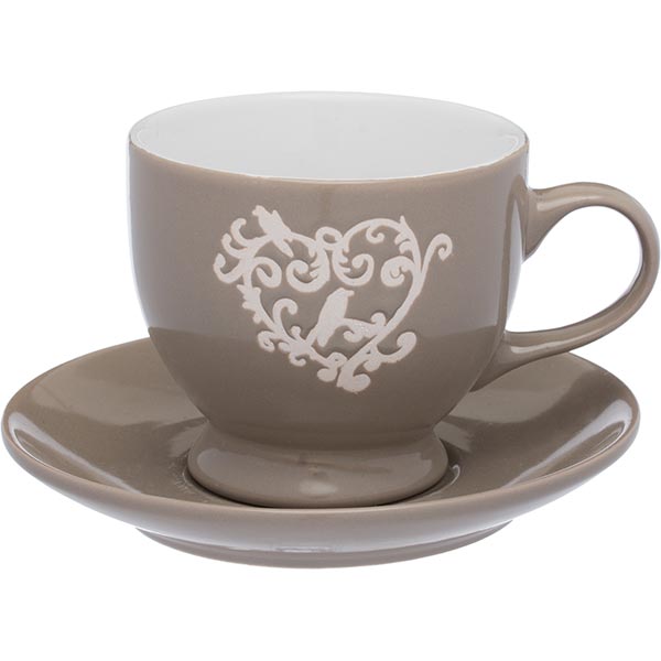 Чашка керамическая Птички коричневая 240 мл