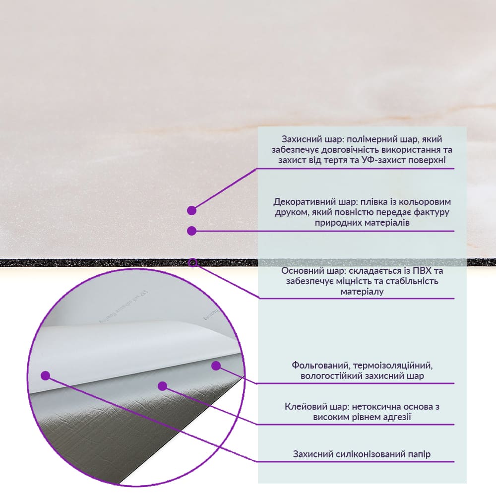 Плитка виниловая самоклеящаяся Sticker Wall светло-серый мрамор 600x300x1,5 мм SW-00000506