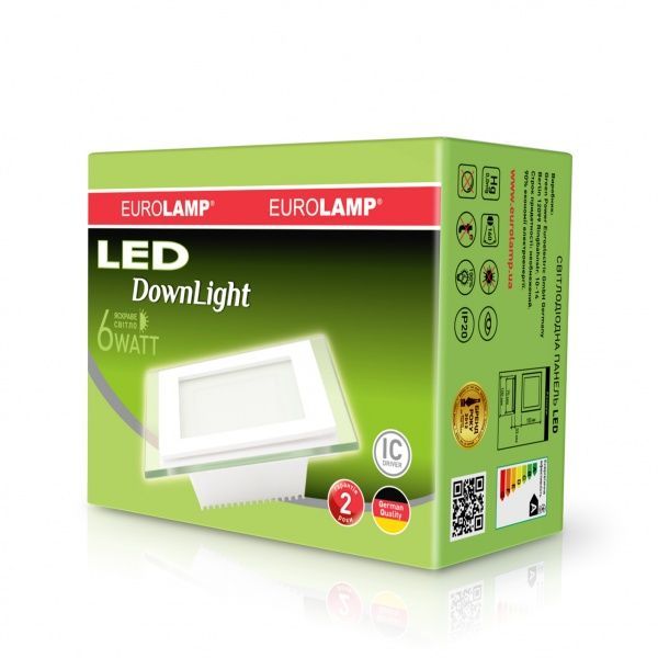 Светильник светодиодный Eurolamp Glass Downlight квадратный 6 Вт 4000 К белый 