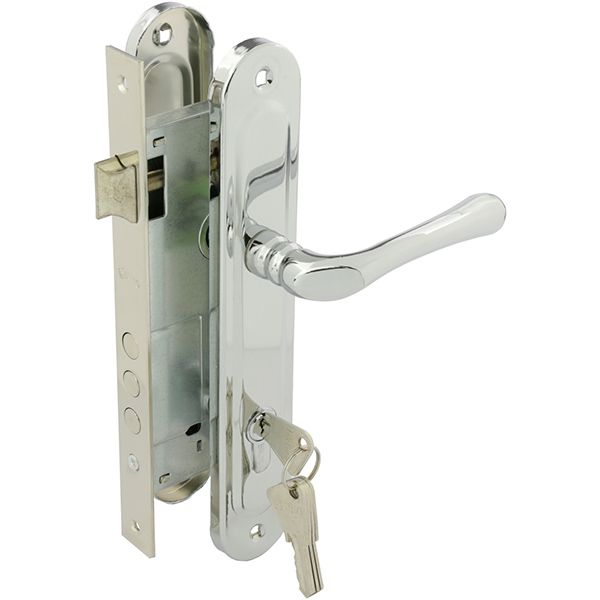 Замок врізний з ручками  BRUNO 582 PZ 85 мм хром/