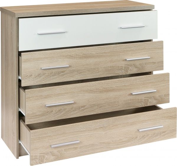 Комод Mebel Service Маркос 4Ш дуб самоа/белыйдуб самоа 