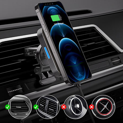 Автодержатель ESR с беспроводной зарядкой HaloLock MagSafe черный