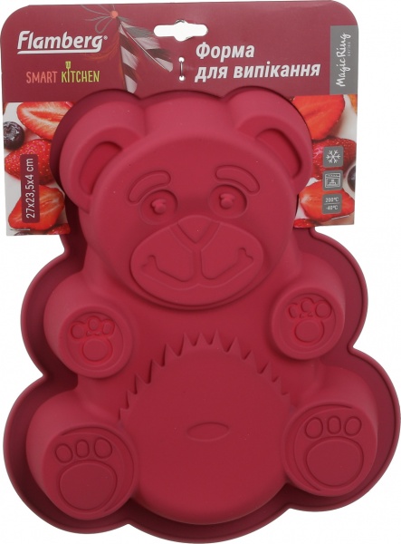Форма для выпекания кекса Magic Ring Медведь 27х23.5х4 cм бордо Flamberg Smart Kitchen