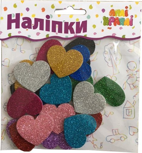 Набор наклеек с блестками Сердца №3 20 шт. Аплі-Краплі
