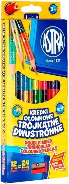 Олівці кольорові двосторонні 12 шт. 24 кольорів Астра