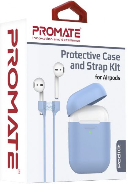 Чехол для наушников Promate PodKit для Apple AirPods blue (podkit.blue) 